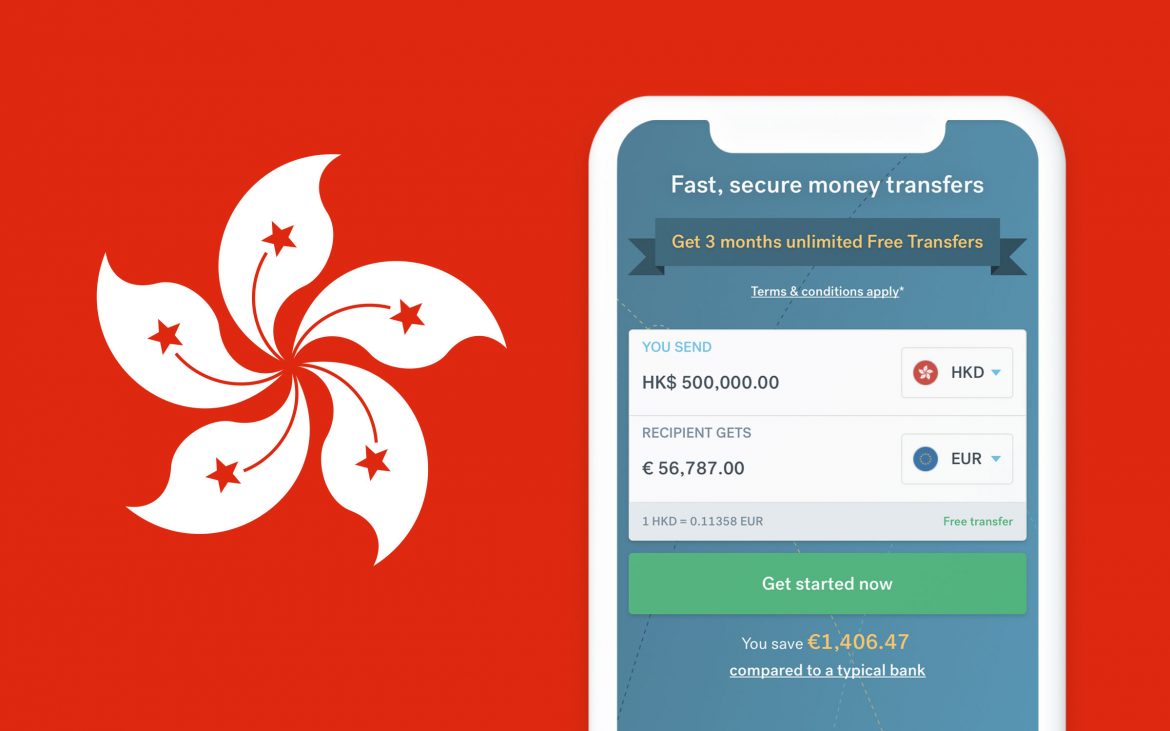 A screenshot of the CurrencyFair app on a red background.