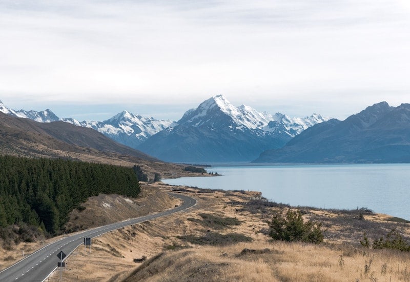 A scenic road in New Zealand.