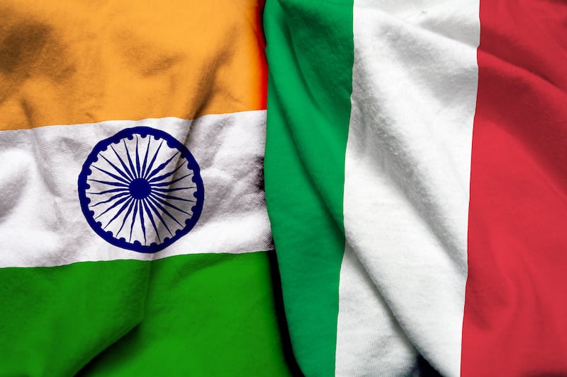 Indian and Italian flags.