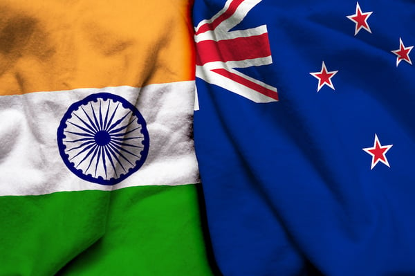 Indian and New Zealand flags.