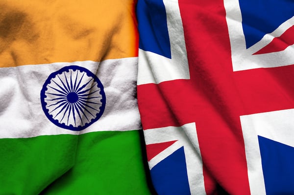 The Indian and UK flags.