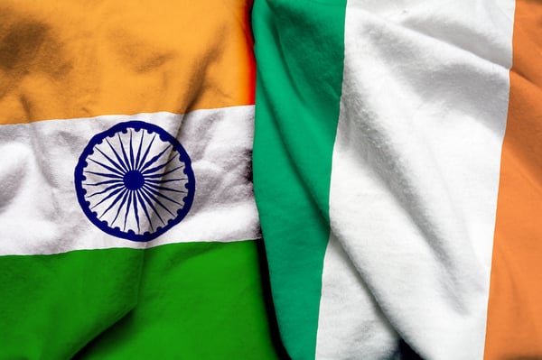 The Indian and Irish flags beside eachother.
