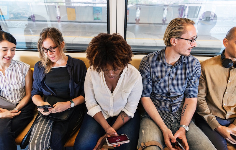 commuters on train