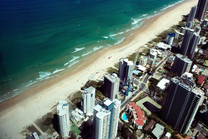 aerial view beach apartments