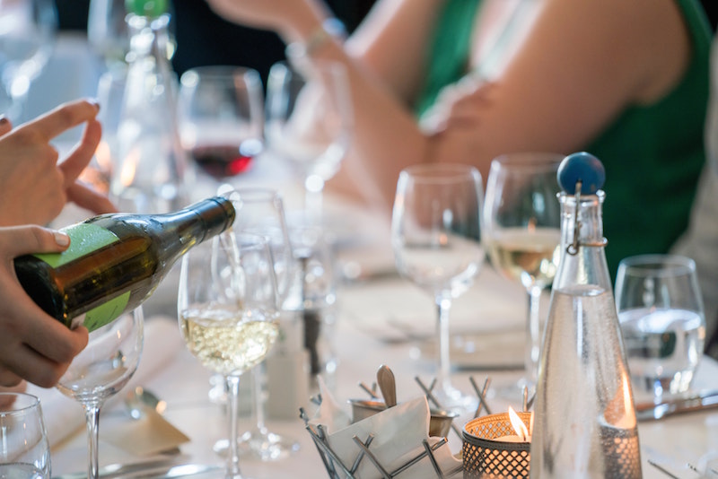 table filled with wineglasses