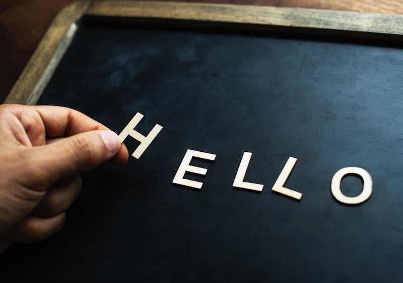 hello on chalkboard