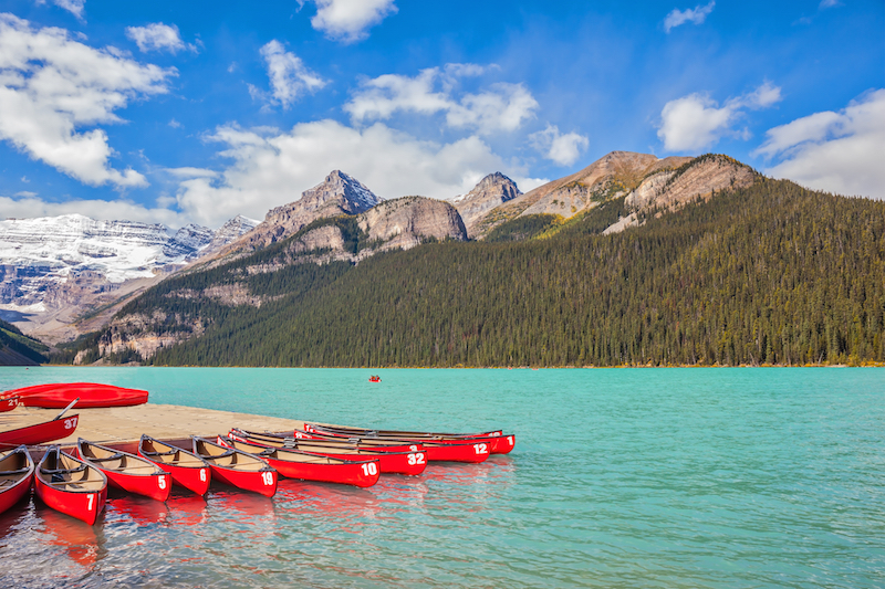 canoes in Canadian lake