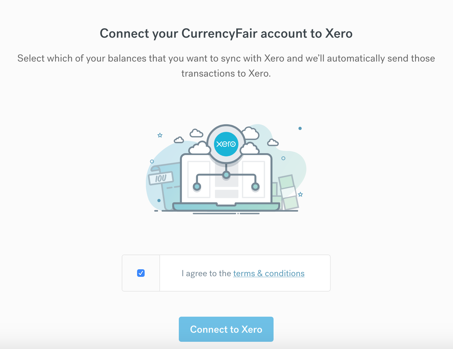 connect CurrencyFair to Xero