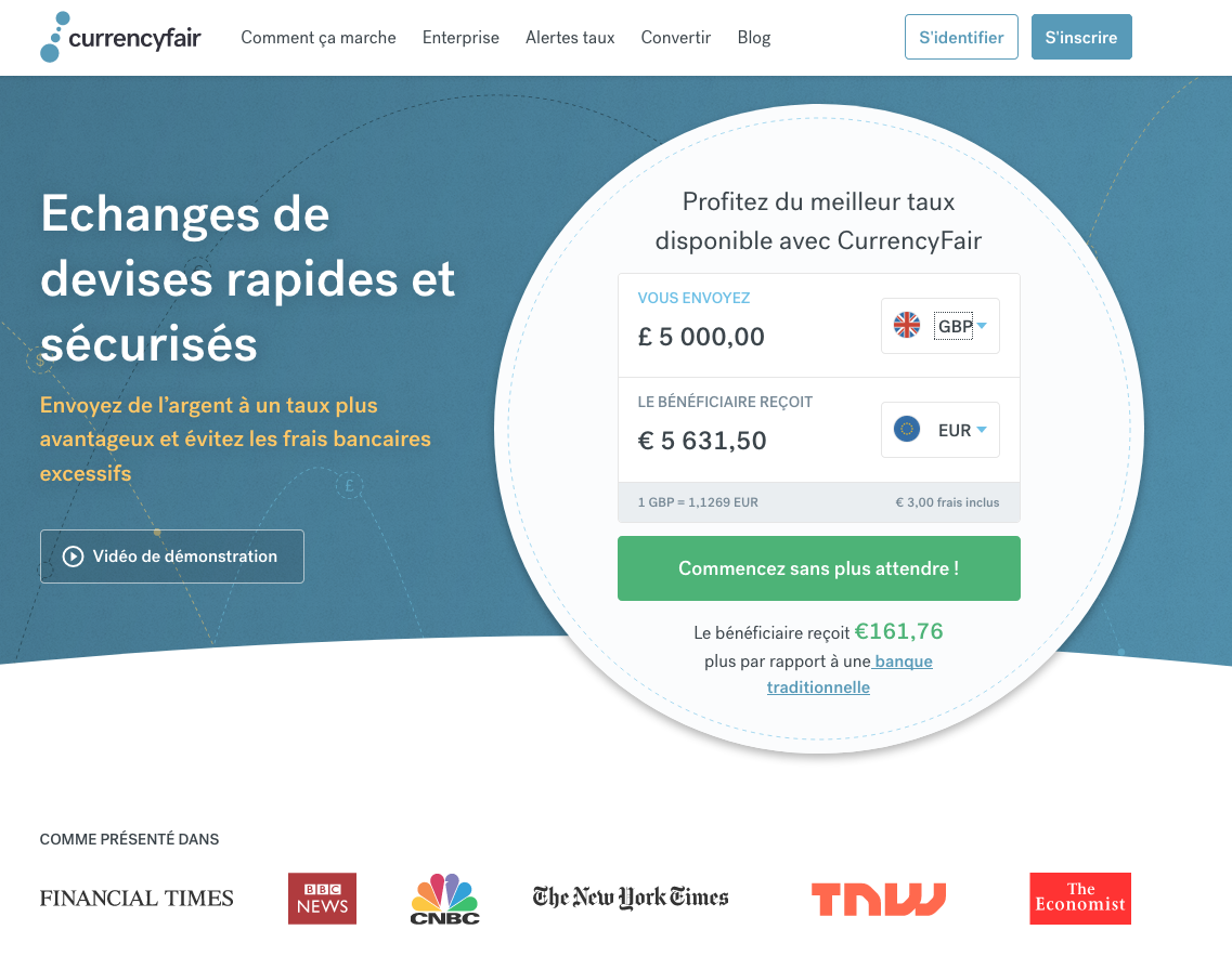 CurrencyFair Dashboard in French