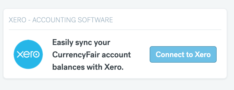 xero integration in CurrencyFair dashboard