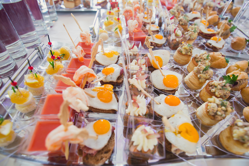 brunch setup on sideboard