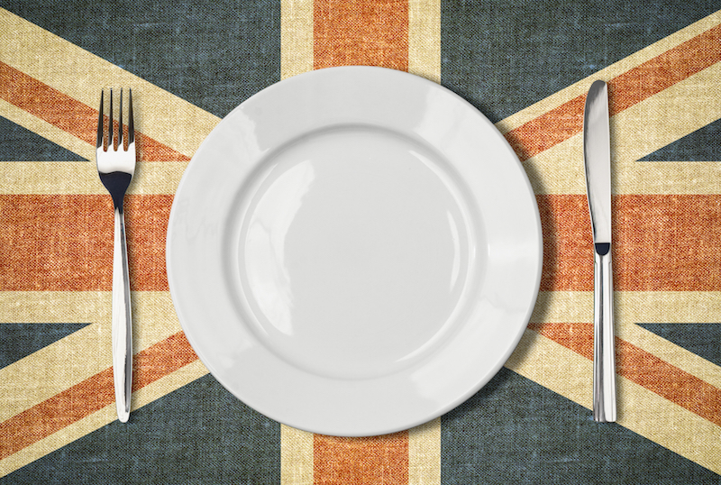 plate cutlery over british flag