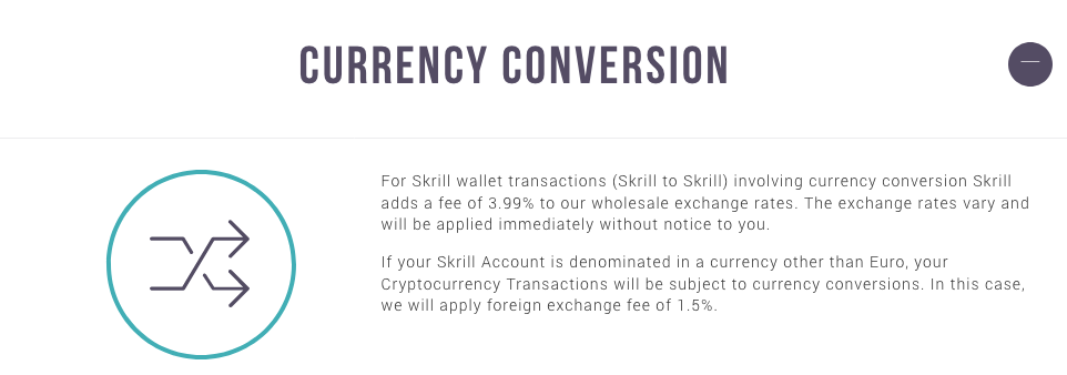 Skrill currency conversion fees explained