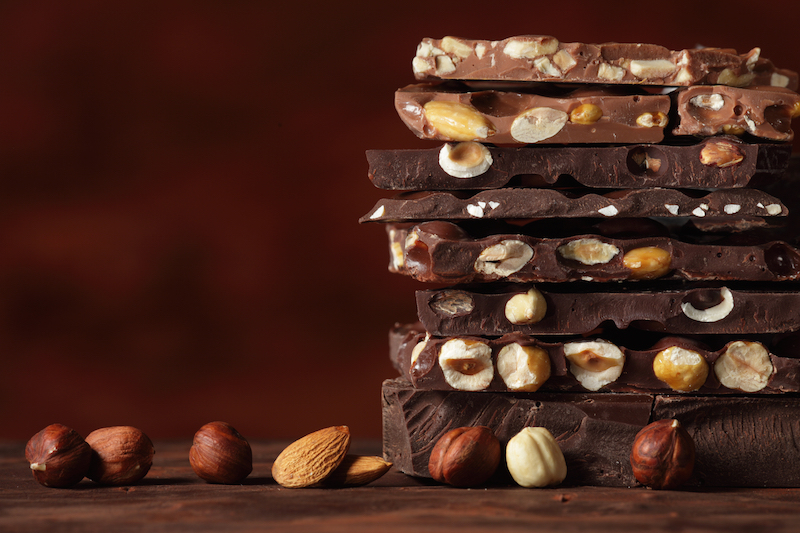 stack of milk chocolate nut bars